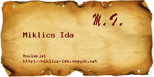 Miklics Ida névjegykártya